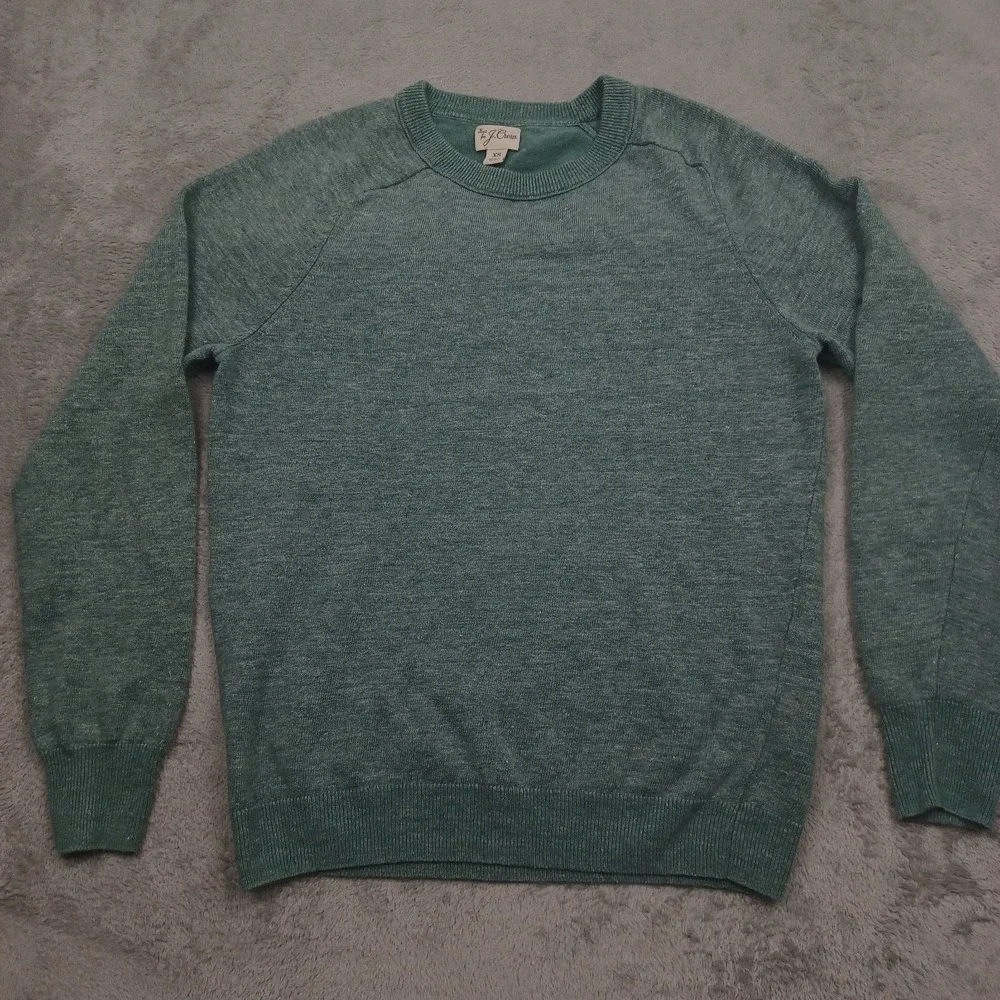 J Crew Sweater Womens‎ XS Green Pullover Crew Neck Casual Linen Blend